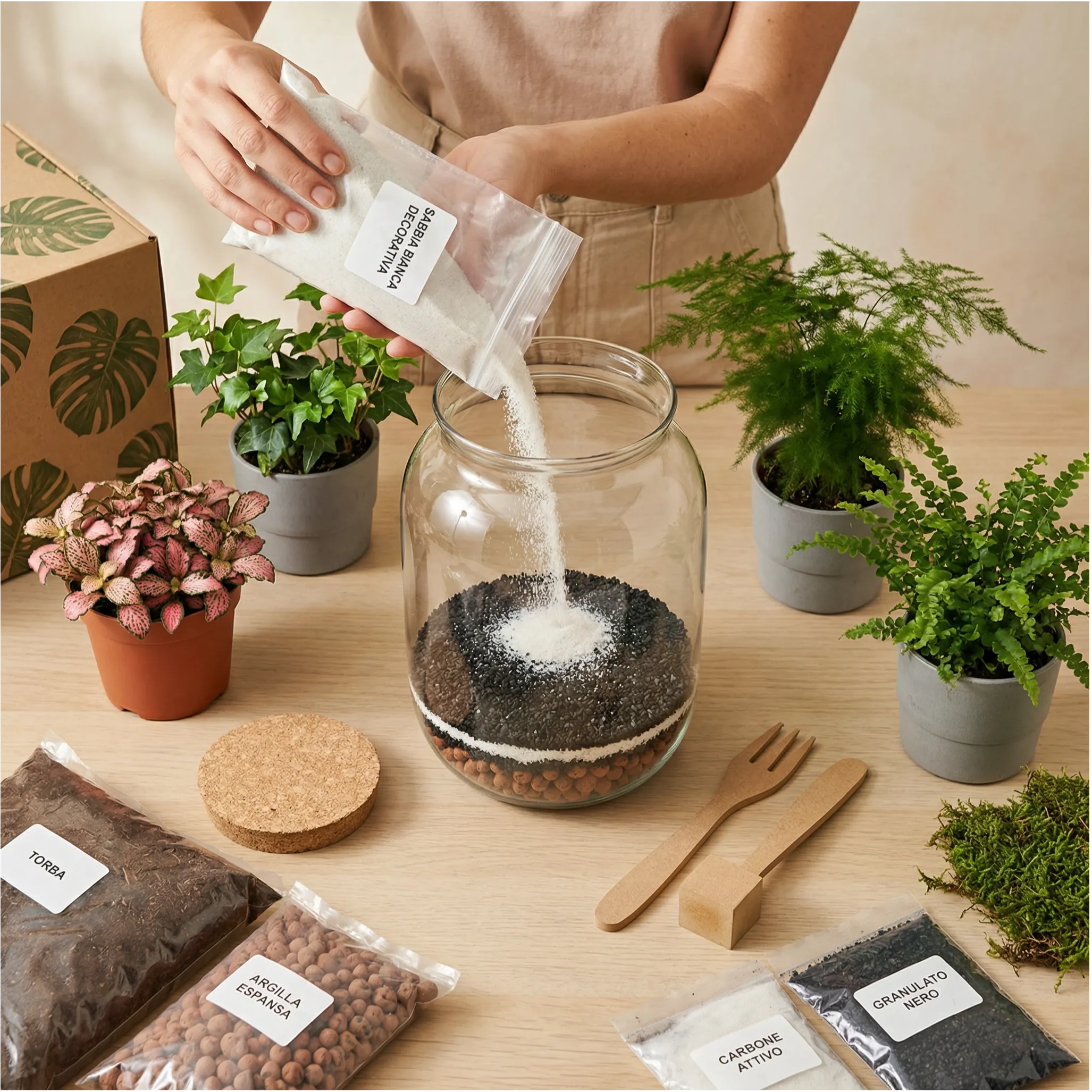 Kit Fai Da Te Terrarium Completo - Crea il Tuo Mini Giardino Elegante
