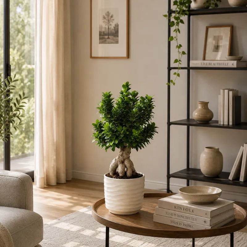 Bonsai ficus ginseng in vaso ceramica Cindy D.23 H.73 cm