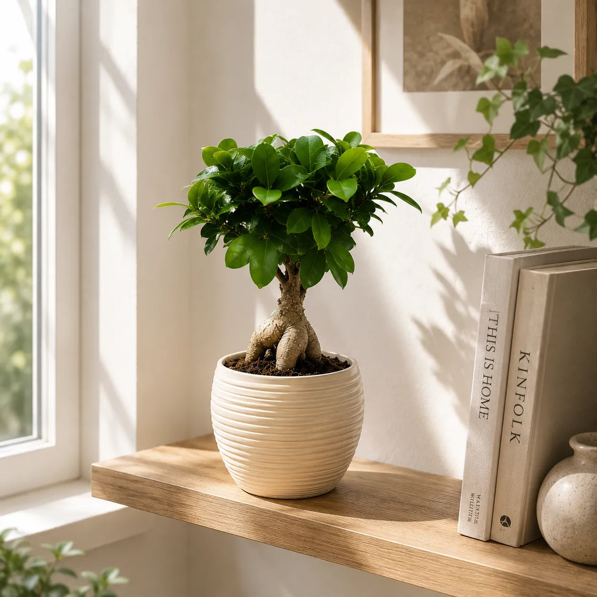 Bonsai ficus ginseng in vaso ceramica Sally D.13 H.33 cm