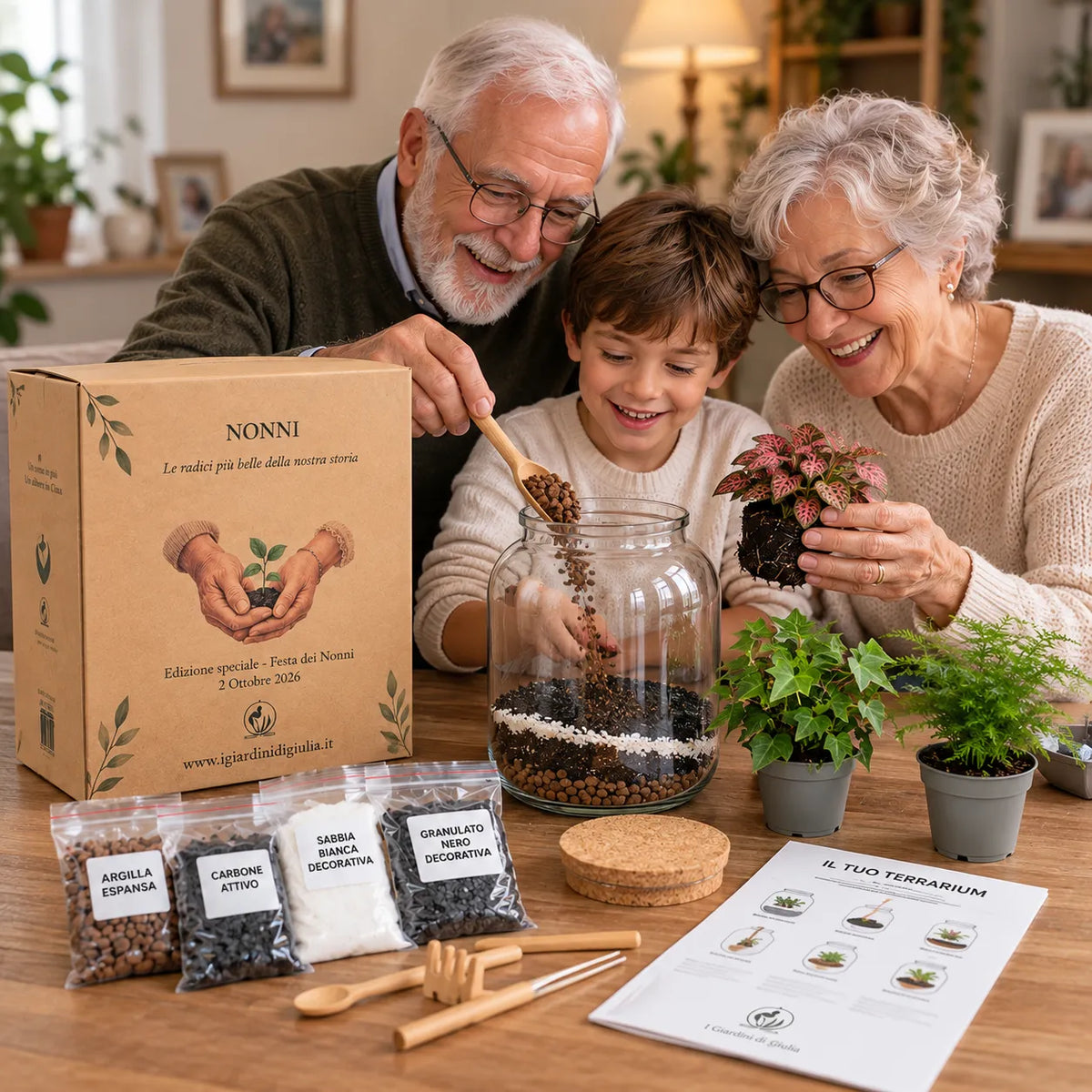 Kit Fai Da Te Terrarium Medio Completo edizione festa dei nonni