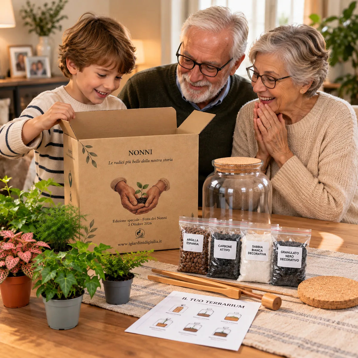 Kit Fai Da Te Terrarium Medio Completo edizione festa dei nonni