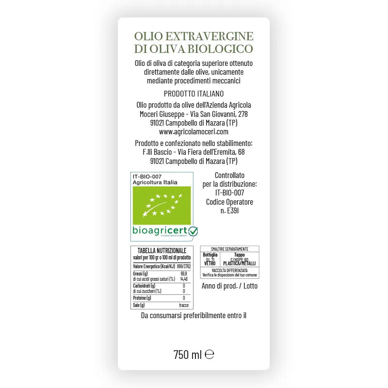 Olio EVO Aromatizzato BIO 100% siciliano