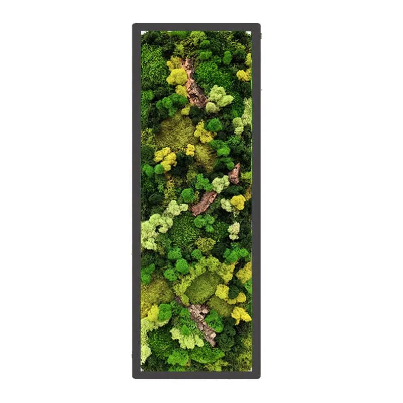 Quadro Rettangolare Muschio e Licheni Stabilizzati con Sughero – 90x30 cm | Cornice Bianca o Nera