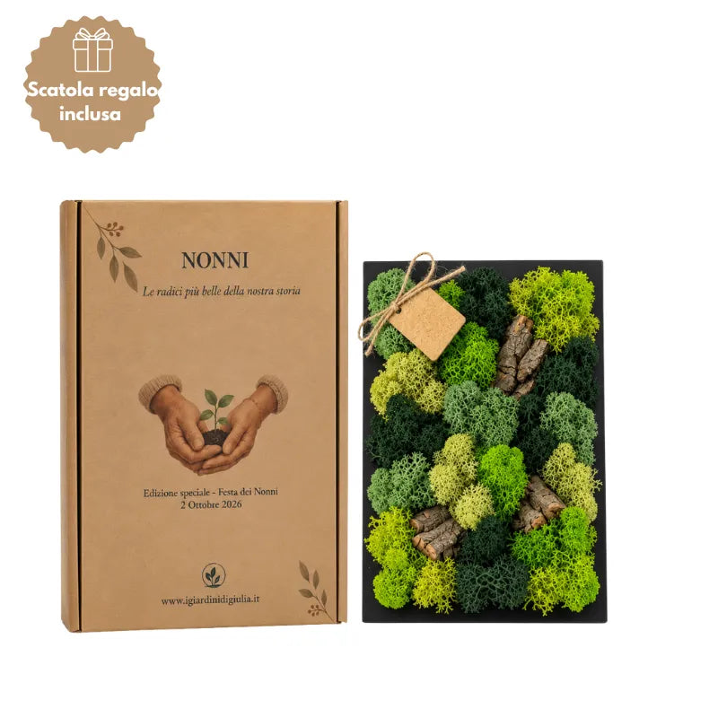 Quadro Mini in Muschio e Licheni Stabilizzati 14,5x24,5 cm edizione festa dei nonni