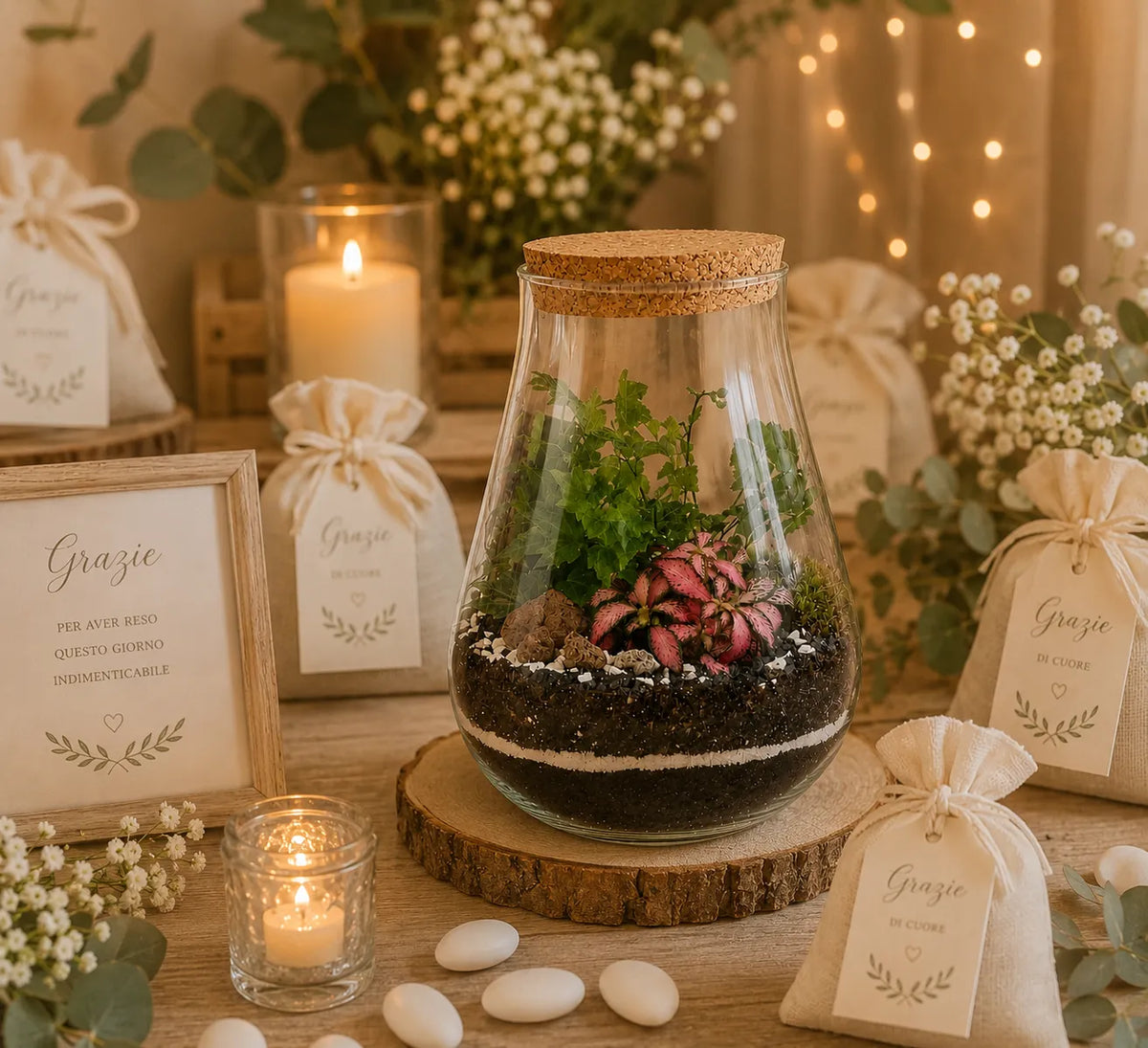 Terrarium Teo con piante verdi