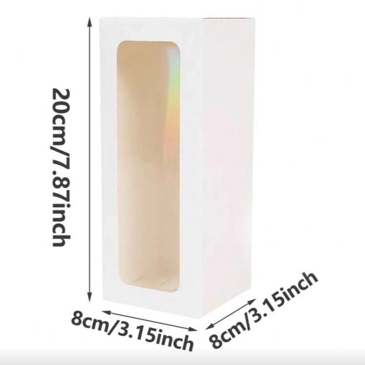 Set 5 Scatoline per Bomboniere 8cm x 8cm x 20cm con finestra trasparente