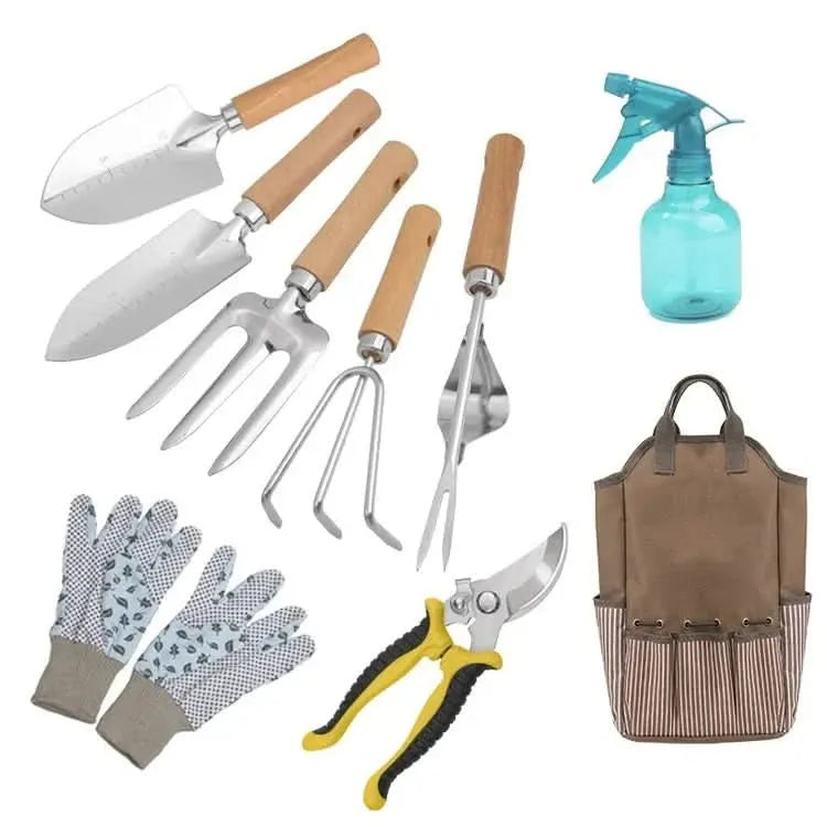 Kit Completo Attrezzi da Giardinaggio - Set 9 Pezzi con Borsa Organizer