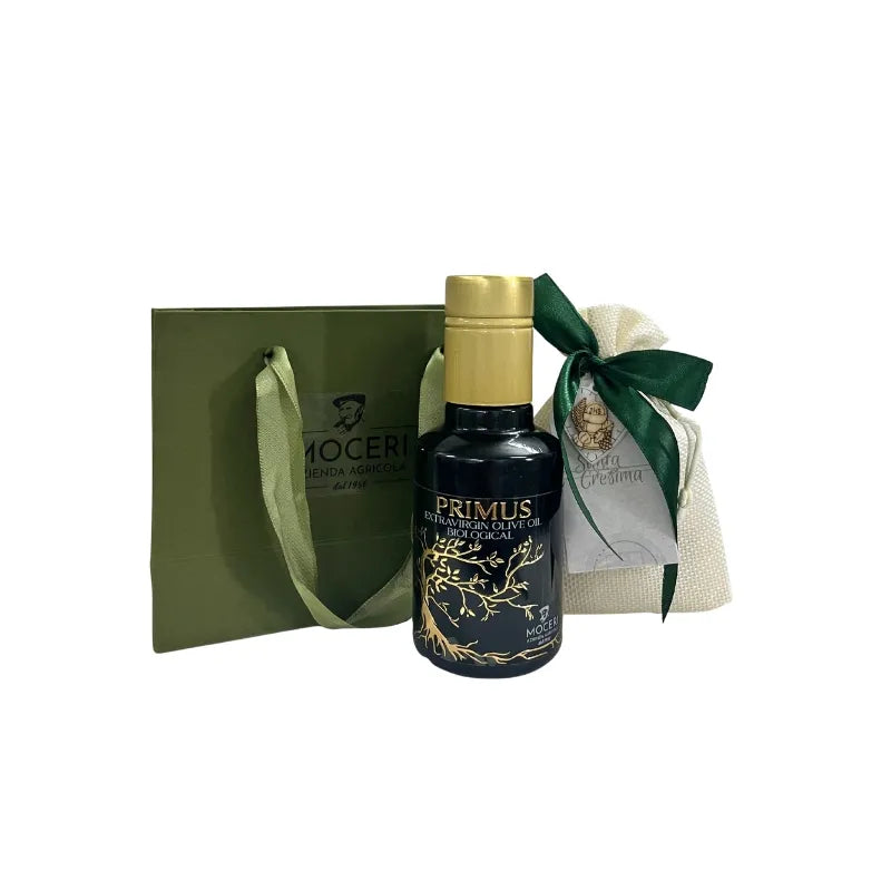 Bomboniera con bottiglietta olio extravergine di oliva bio Primus
