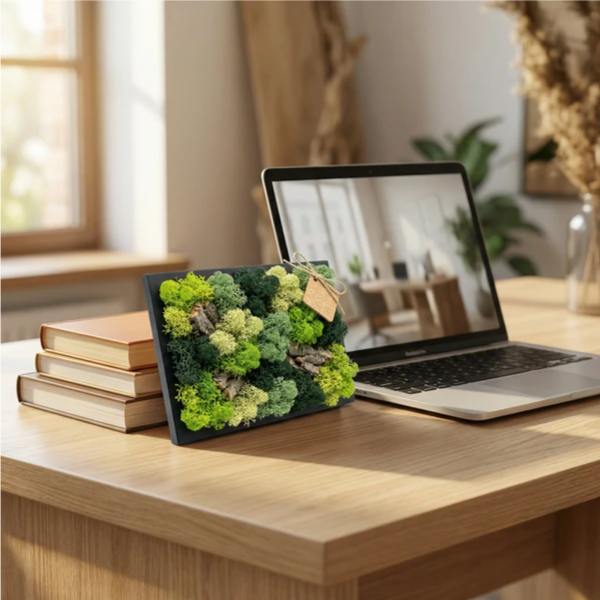 Quadro Mini in Muschio e Licheni Stabilizzati 14,5x24,5 cm – Cornice Nera | Made in Italy