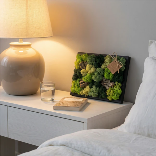 Quadro Mini in Muschio e Licheni Stabilizzati 14,5x24,5 cm – Cornice Nera | Made in Italy