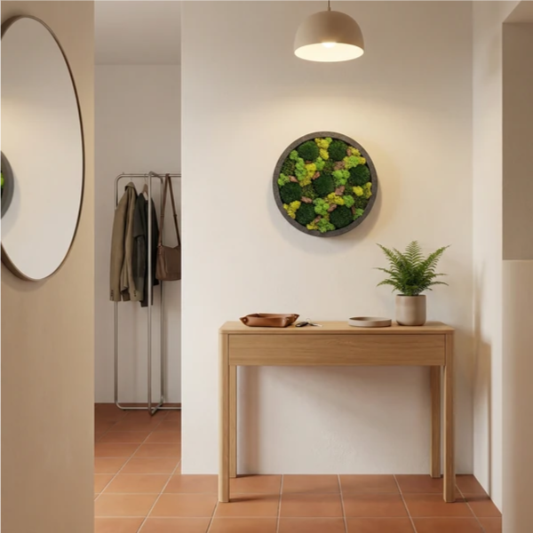 Quadro Tondo di verde stabilizzato di muschi e licheni 30 cm.