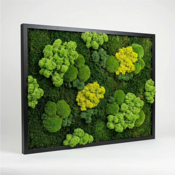 Quadro Vista Bosco in Muschio e Licheni Stabilizzati con Legno – 90x70 cm | Made in Italy
